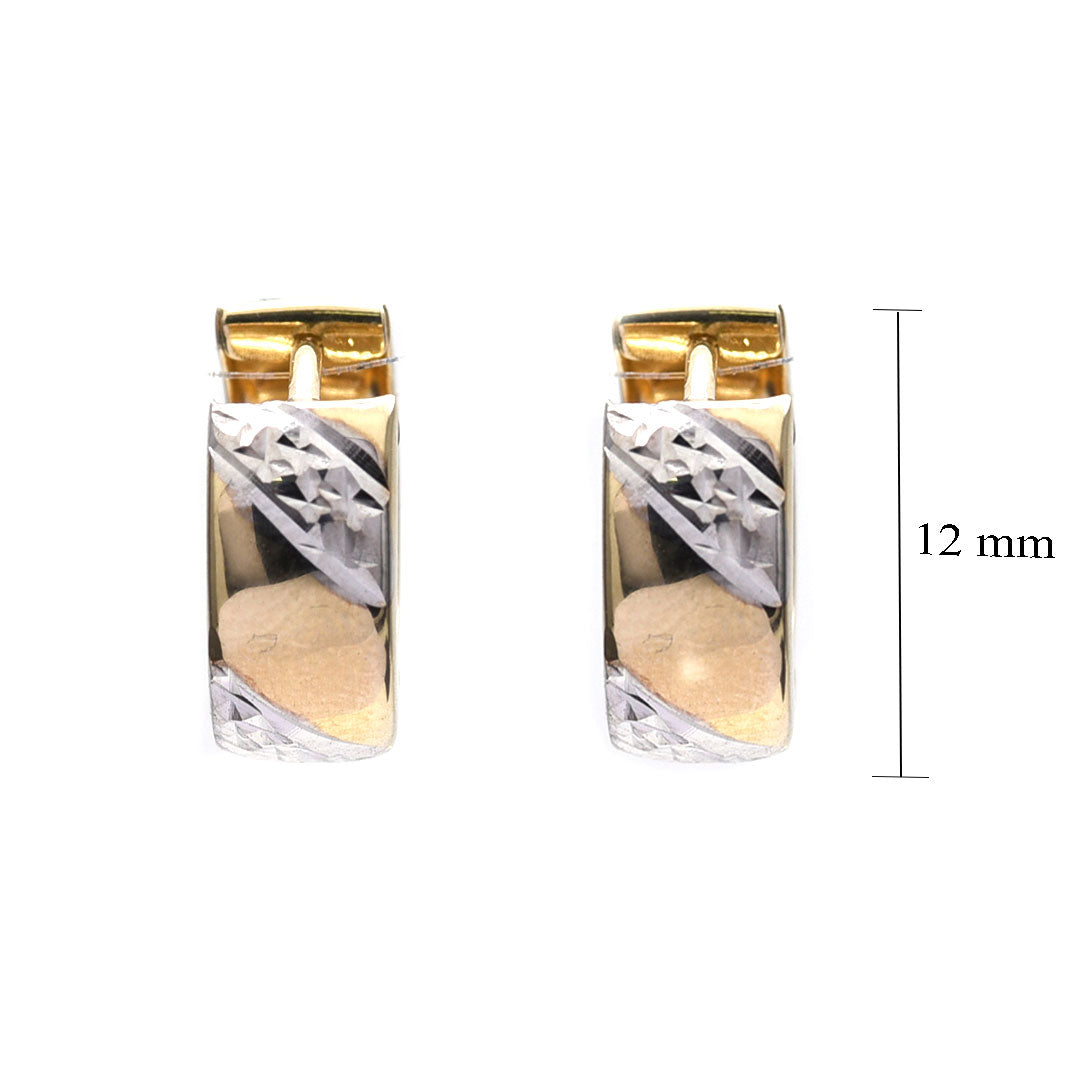 Arracadas Lisa Amarillo Grabado Blanco 10K