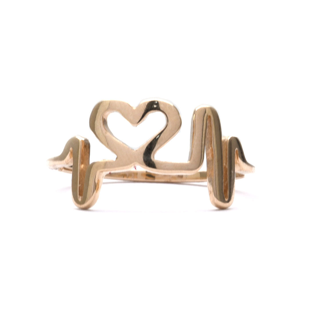 Anillo Corazón Electrocardiograma de 10k