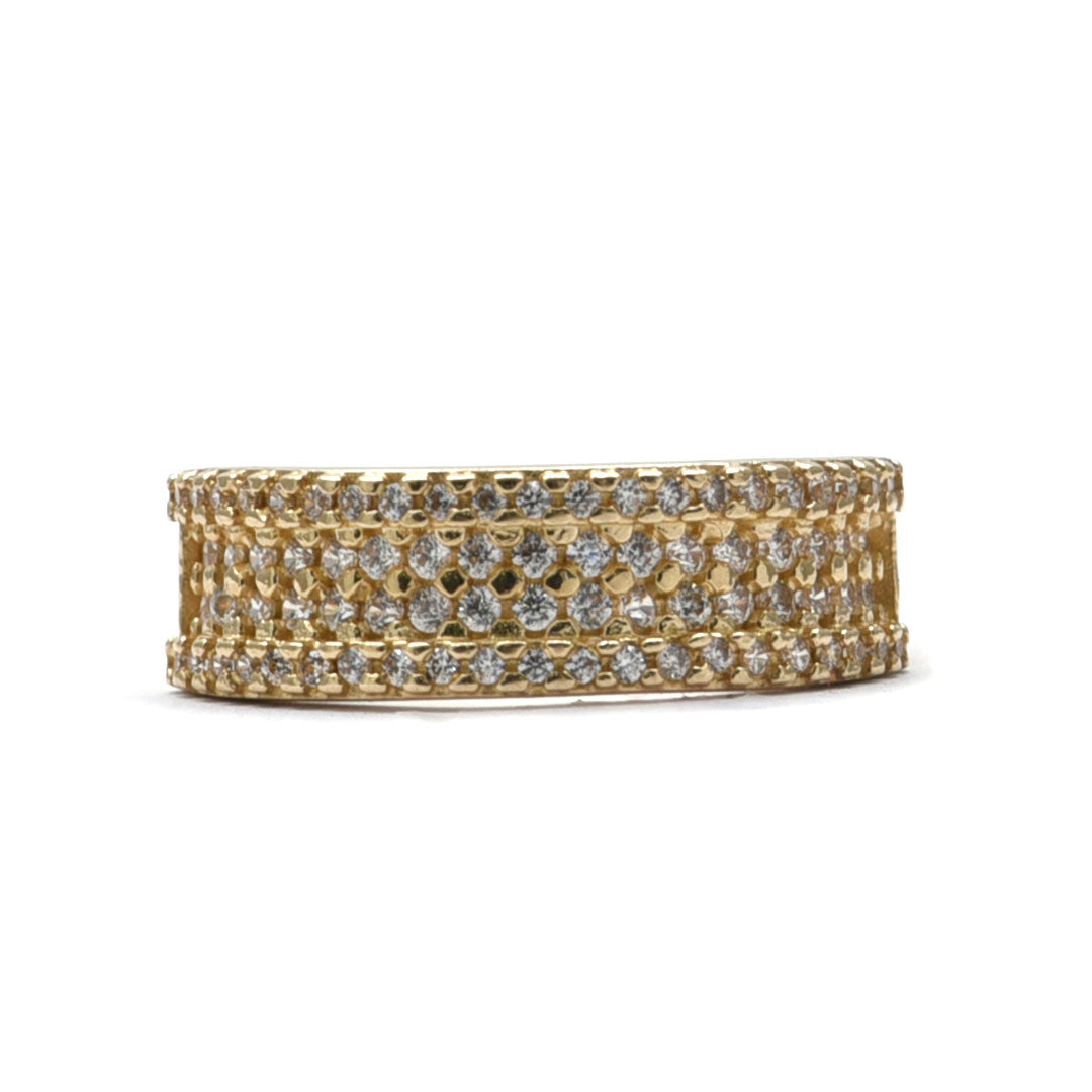 Anillo Ancho Zirconias 10k