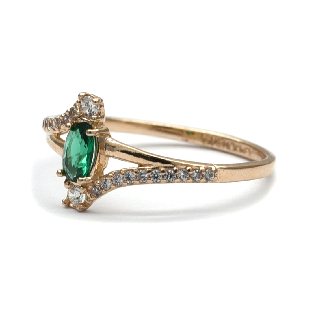 Anillo Ágata Sintética con zirconias de 10k