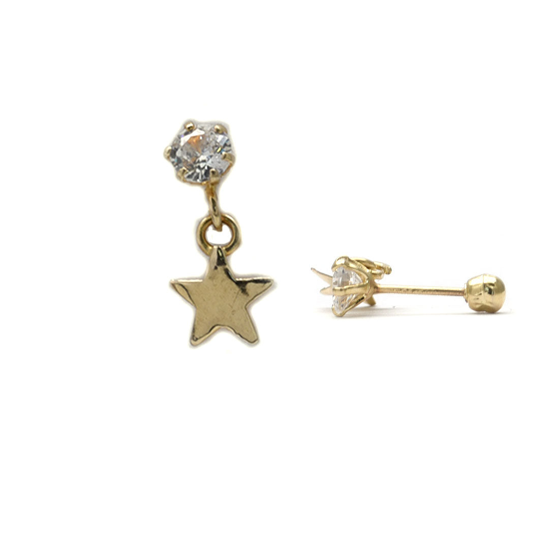 Broqueles Estrella Colgante 10k