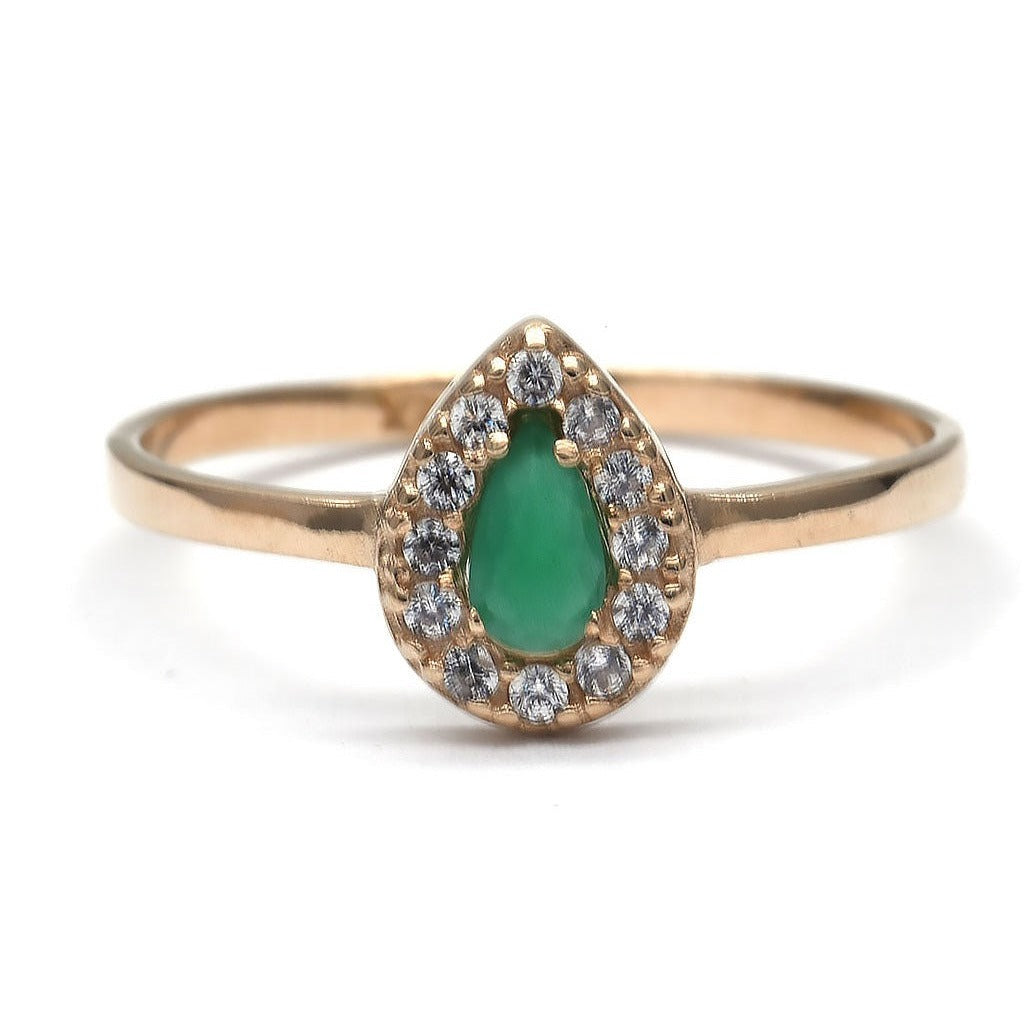 Anillo Verde Jade de 10k