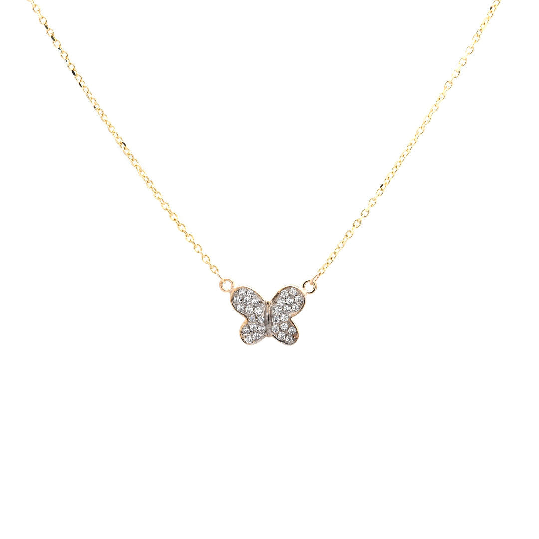 Gargantilla con mariposa con zirconias 10k