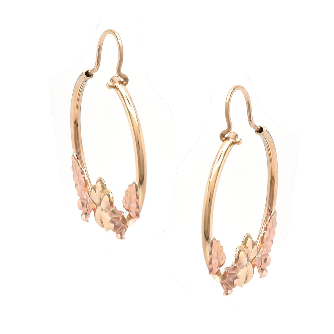 Arracadas Flores rosas 10K