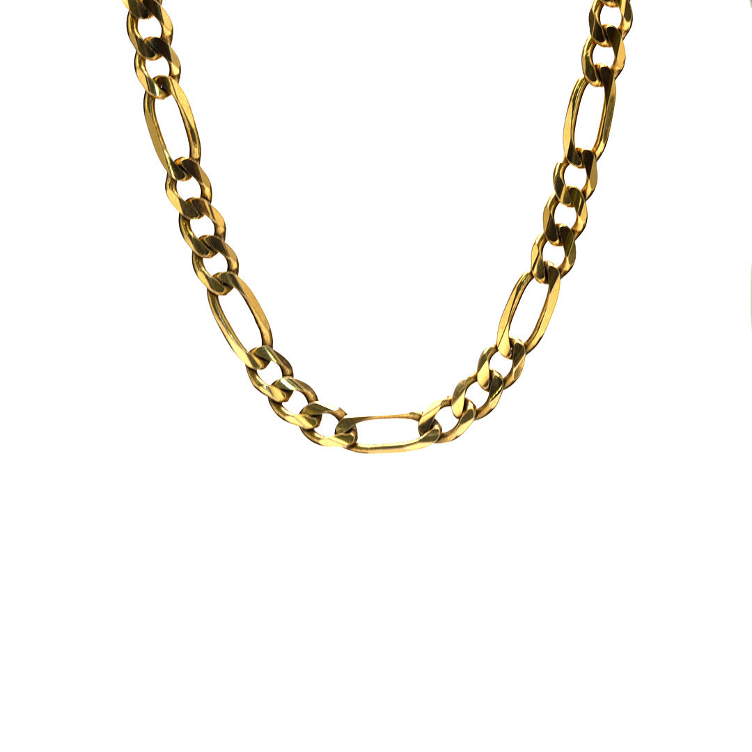 Cadena Figaro gruesa sólida 10k