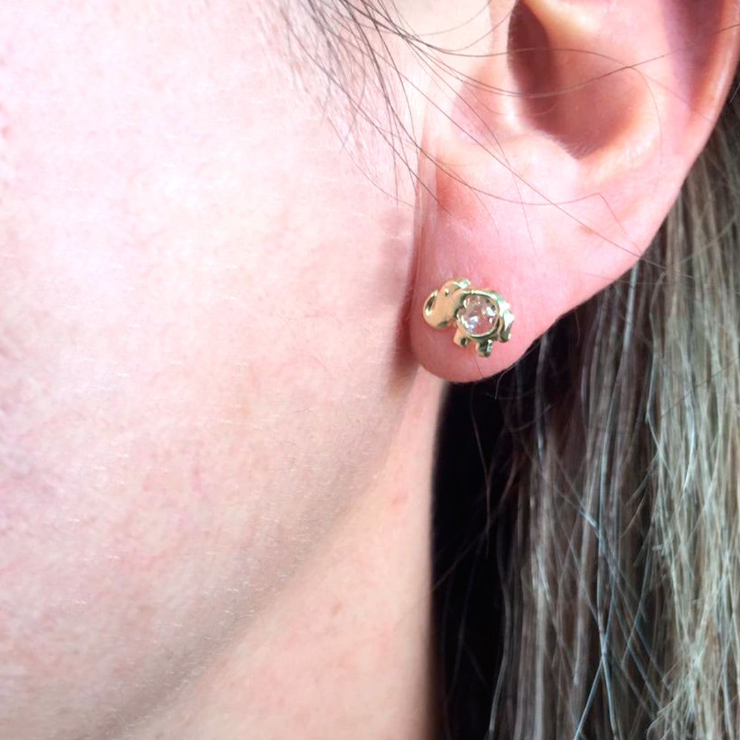 Broqueles de Elefantes con Zirconia de 10k