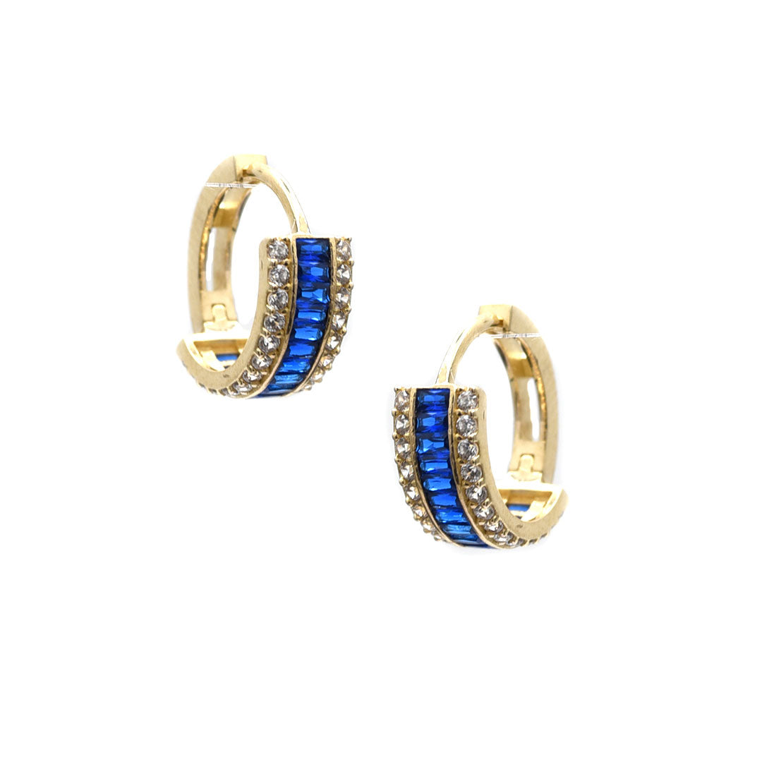 Arracadas Zirconias Azul 10K