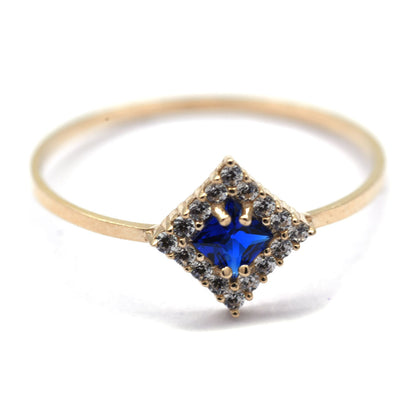 Anillo Azul Zafiro Sintético 10K