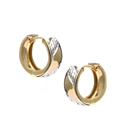 Arracadas Lisa Amarillo Grabado Blanco 10K