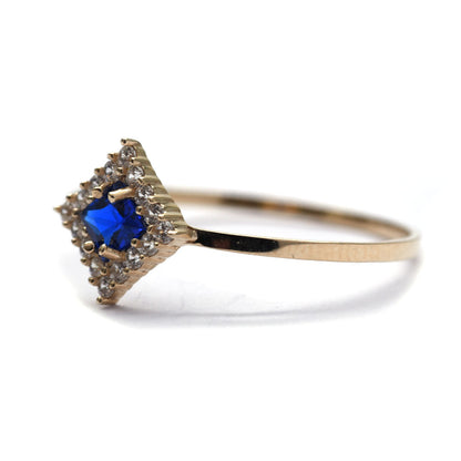 Anillo Azul Zafiro Sintético 10K
