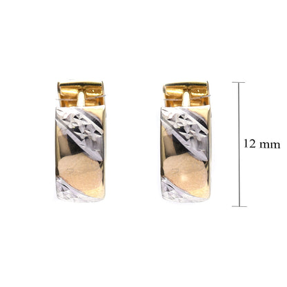 Arracadas Lisa Amarillo Grabado Blanco 10K