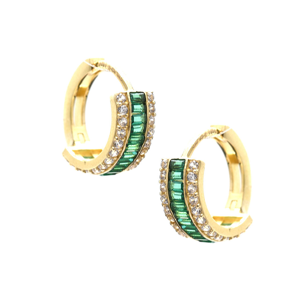 Arracadas Zirconias Verde Ágata 10K