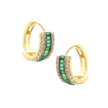 Arracadas Zirconias Verde Ágata 10K