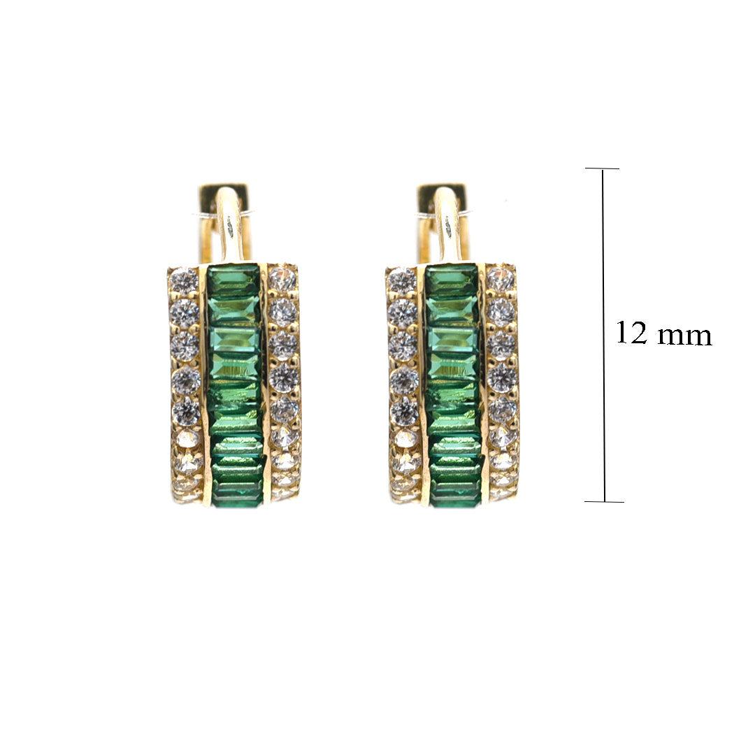 Arracadas Zirconias Verde Ágata 10K