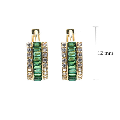 Arracadas Zirconias Verde Ágata 10K