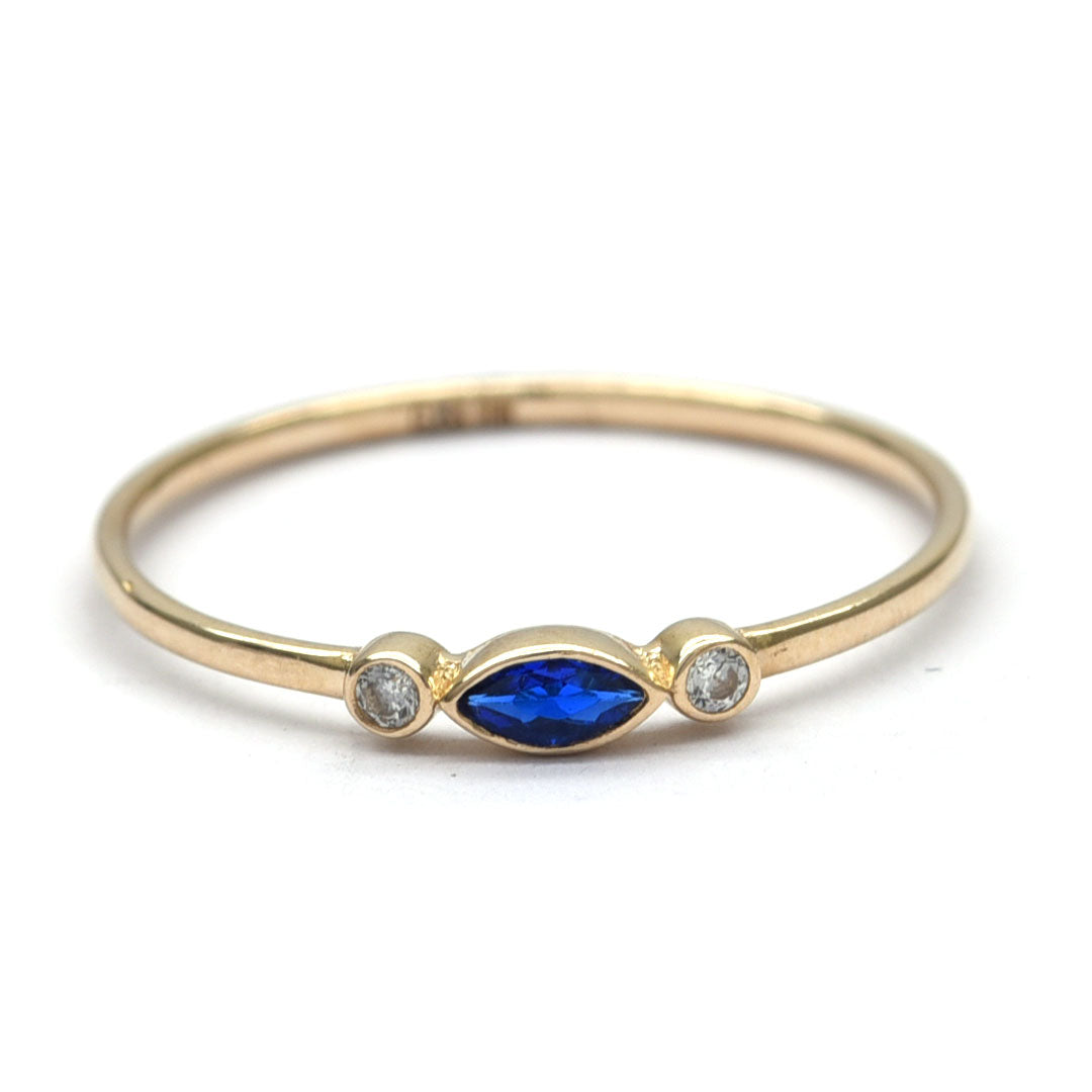 Anillo Azul Zafiro  10k