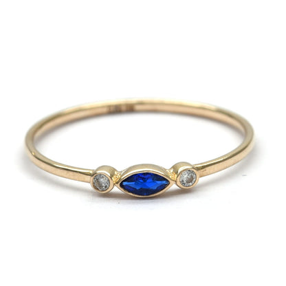 Anillo Azul Zafiro  10k