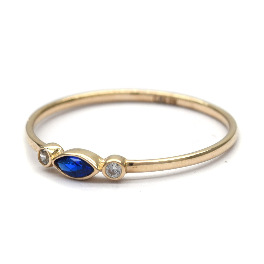 Anillo Azul Zafiro  10k