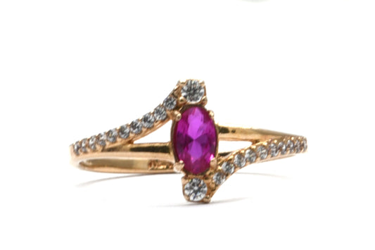 Anillo Zafiro Rosa Sintético de 10k