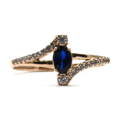 Anillo Azul Zafiro de 10k