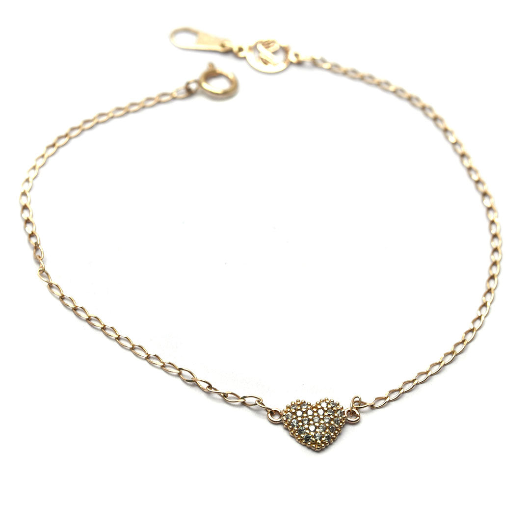 Pulsera Corazón Zirconias 10k