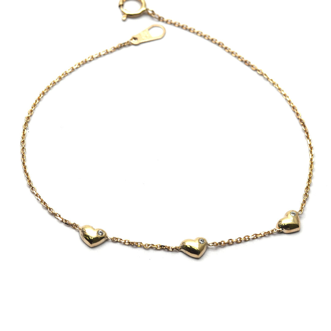 Pulsera Corazones  10k