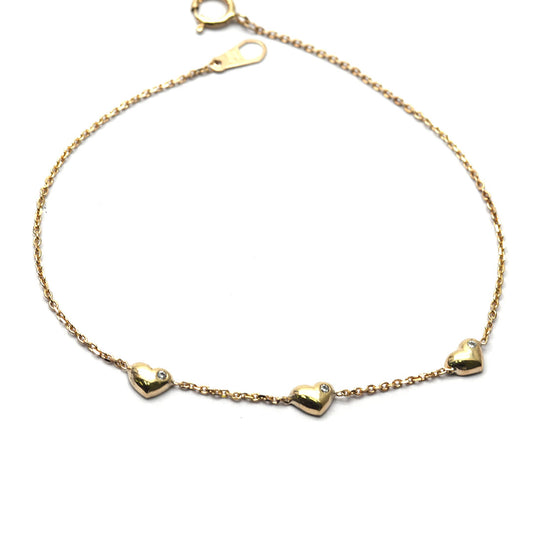 Pulsera Corazones  10k