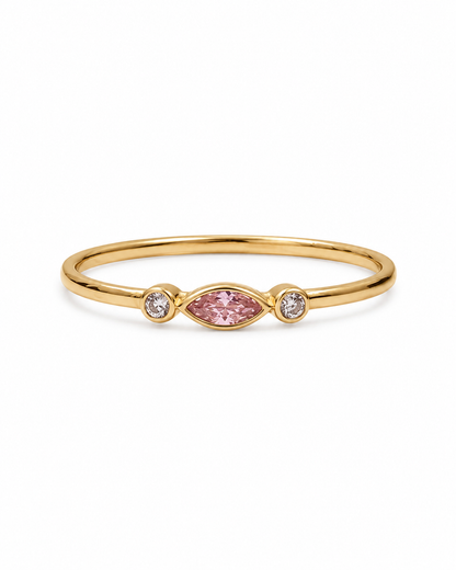 Anillo Rosa Zafiro Sintético  10k