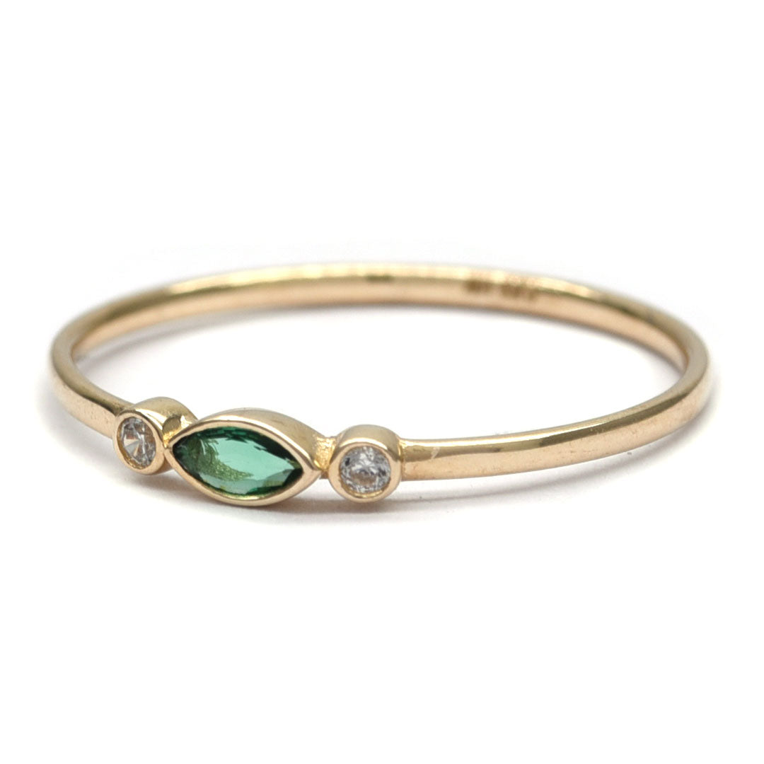 Anillo Verde Ágata  10k