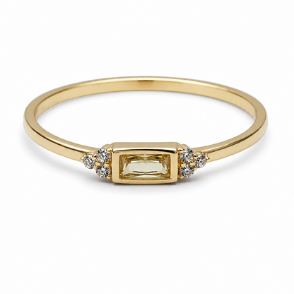 Anillo Amarillo Zafiro Sintético 10k