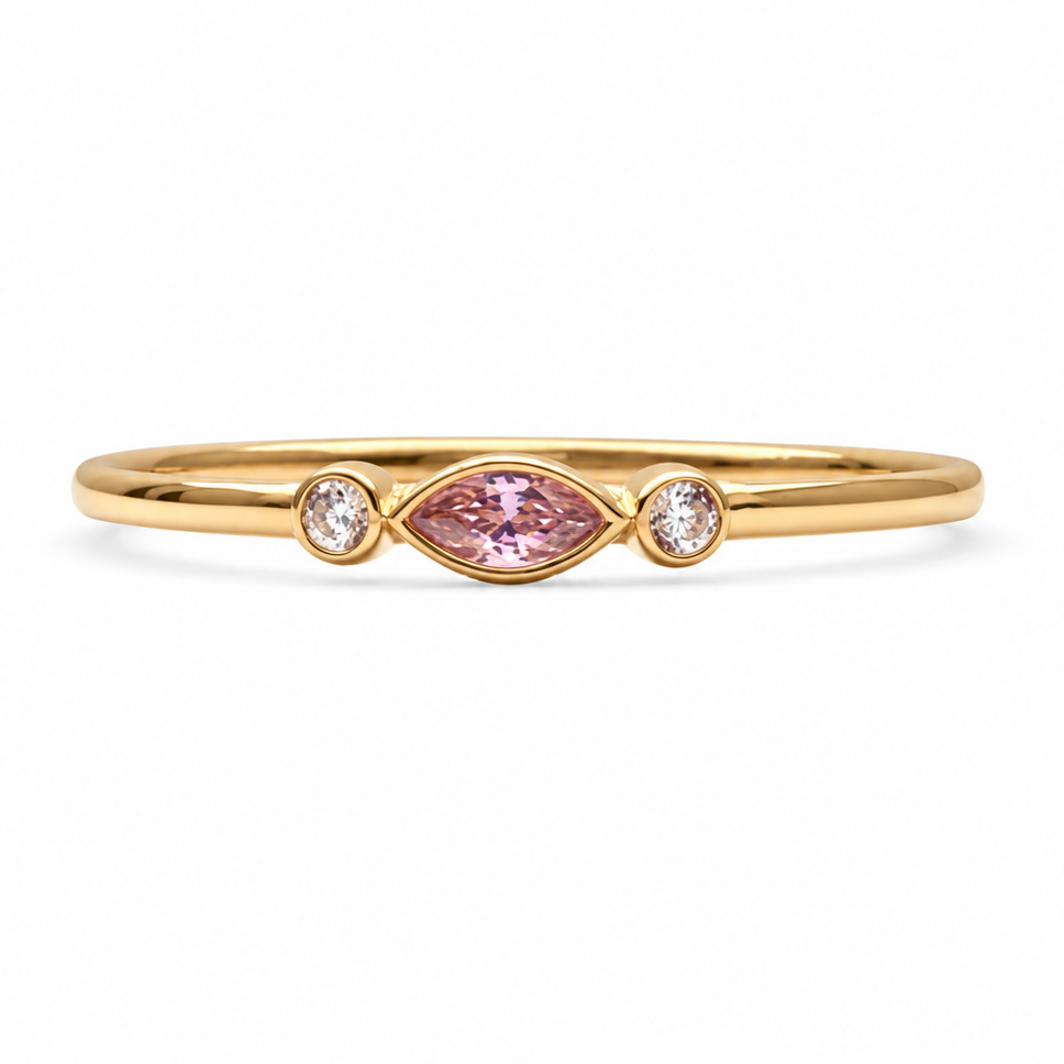 Anillo Rosa Zafiro Sintético  10k