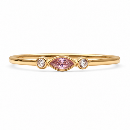 Anillo Rosa Zafiro Sintético  10k