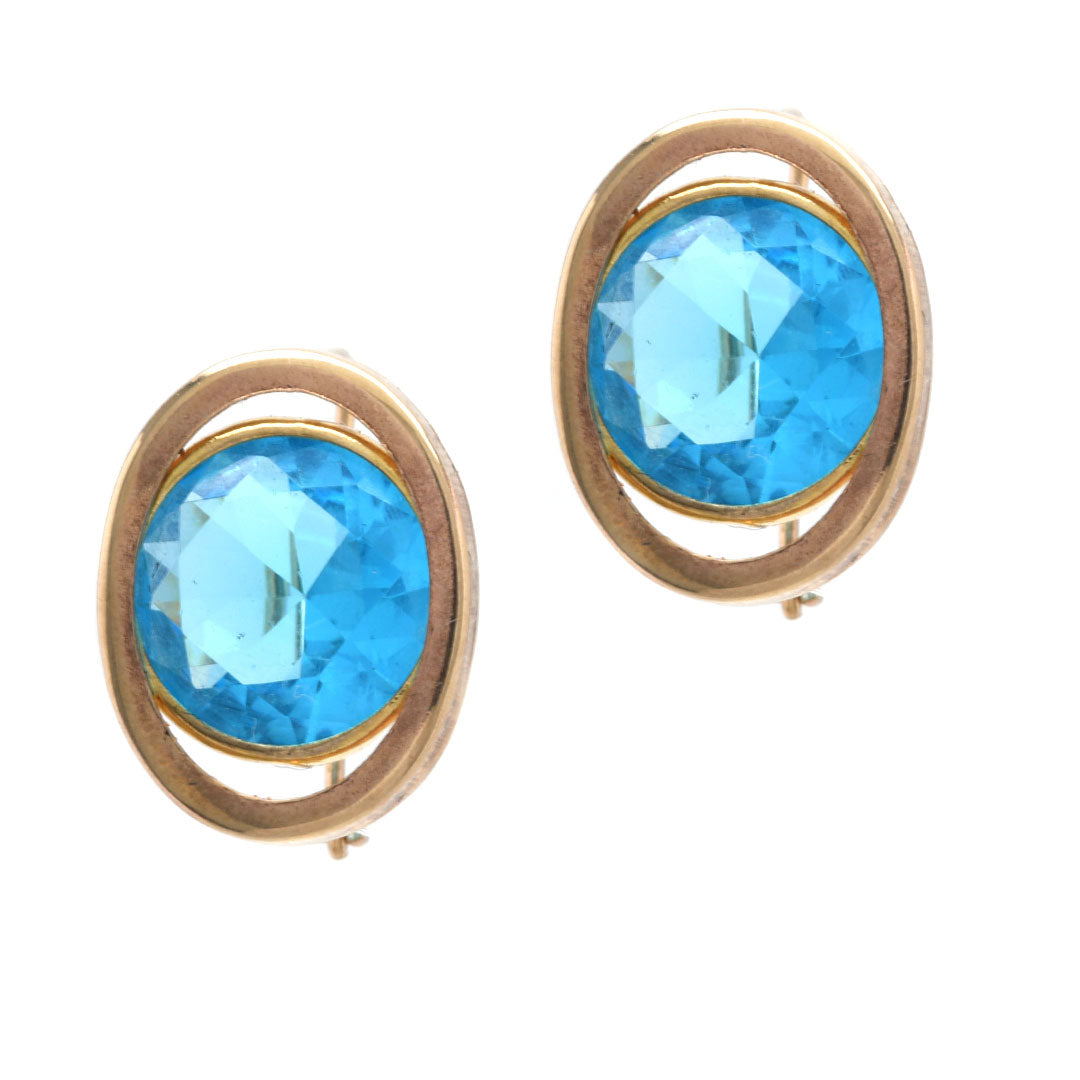 Aretes ovalo Aquamarina de 10k