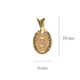 Medalla Ovalada mini de la Virgen de Guadalupe 10K